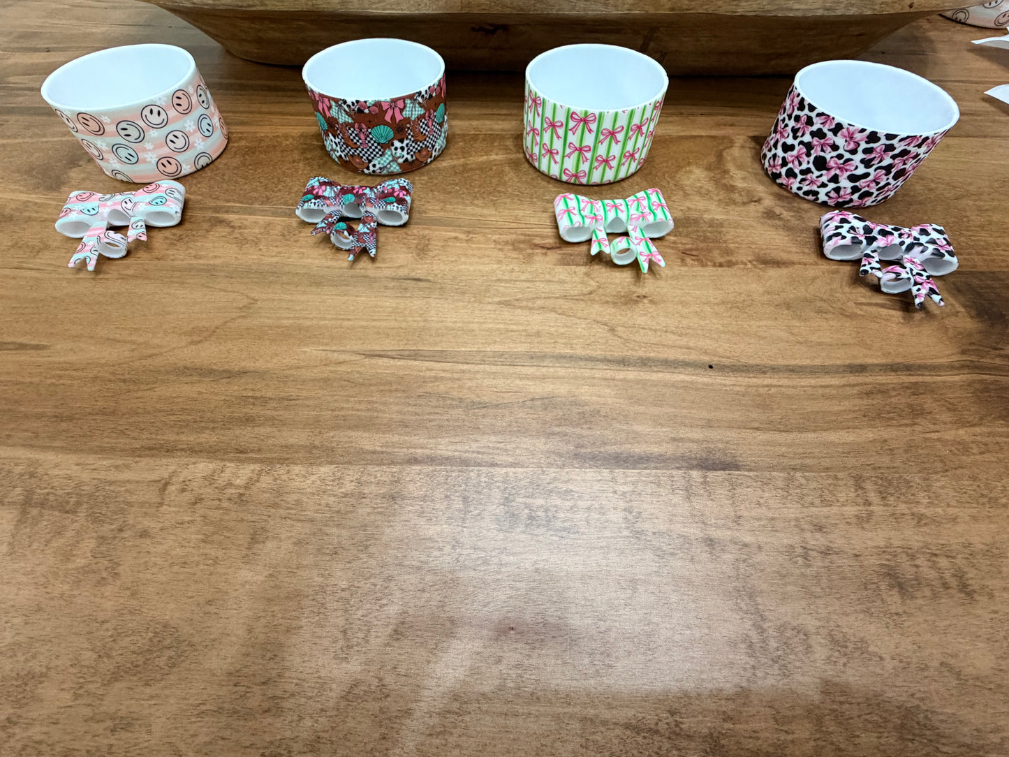 Cup boots and matching straw toppers