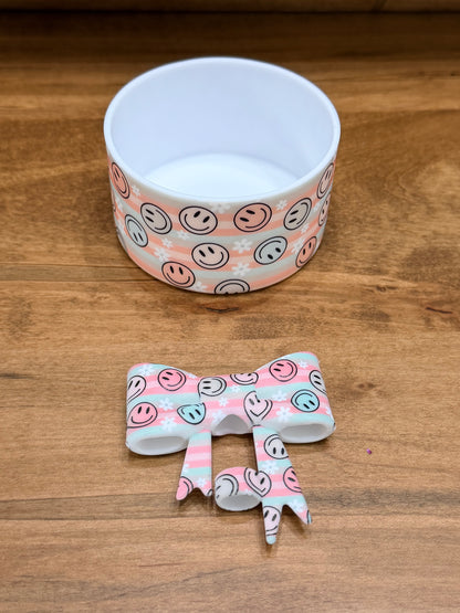 Cup boots and matching straw toppers